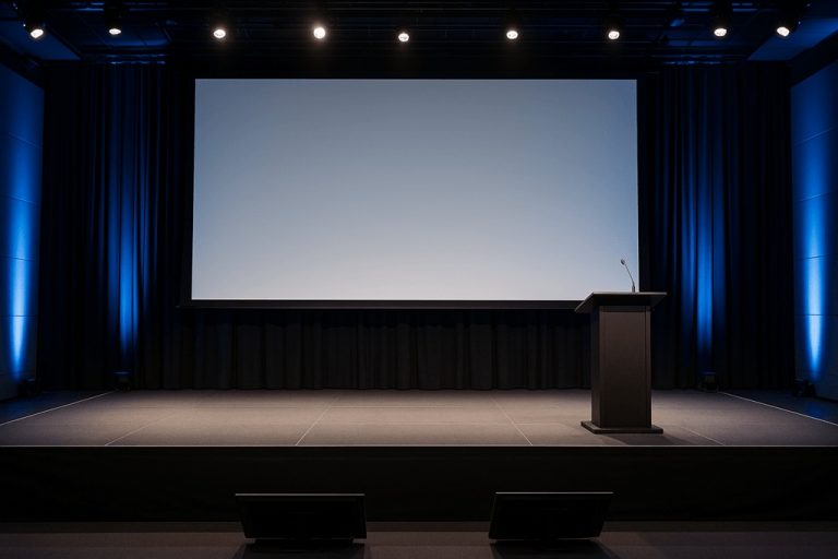 keynote buehne medium ein monitor mit vorschaumonitoren