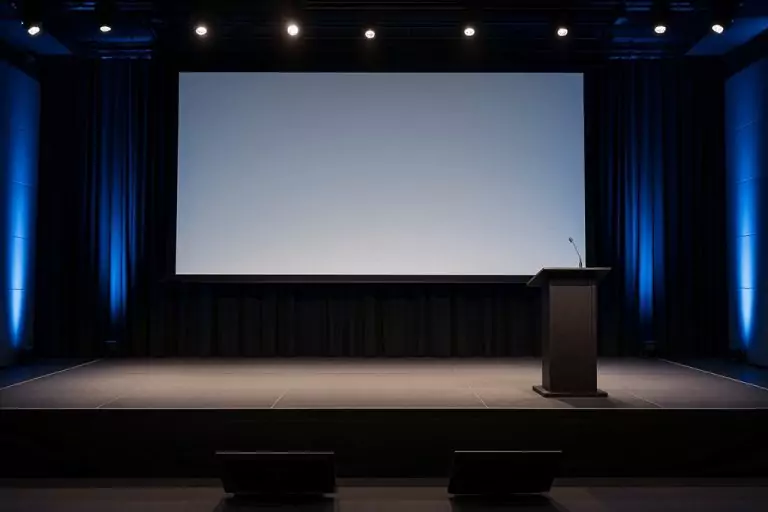 keynote buehne medium ein monitor mit vorschaumonitoren